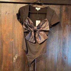 Black Bodysuit with Satin Bow